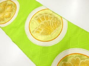 アンティーク　丸文に花・蝶模様織出し袋帯（材料）